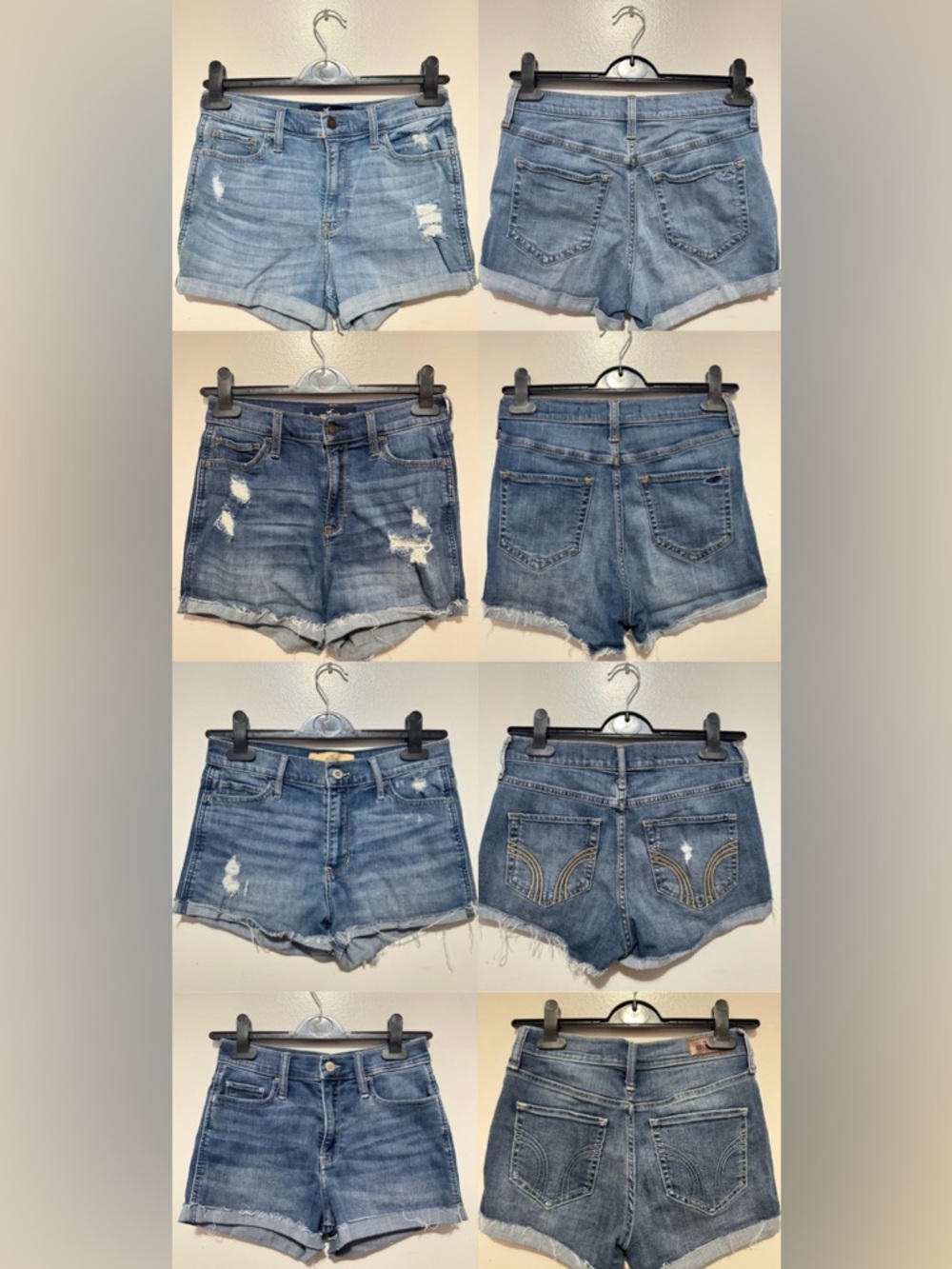 Hollister Light to Medium Blue Distressed Denim Shorts Bundle